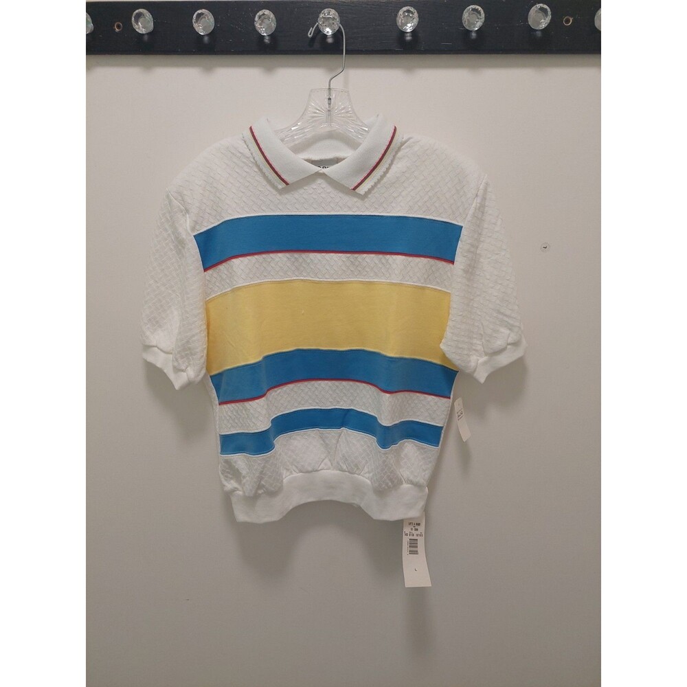 Koret MWT Top Band Bottom White With Wide Stripes collared shoulder pads